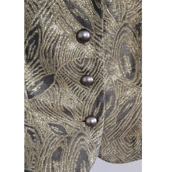Carmen Marc Valvo Collection Jacquard Cropped Evening Jacket Gold 4 - Picture 6 of 11
